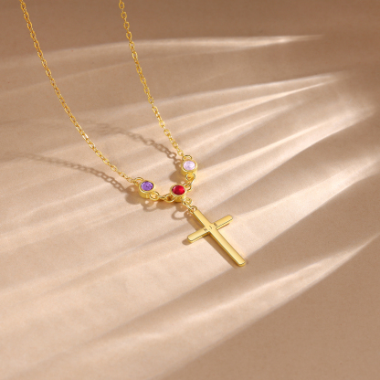 3 Birthstones - Beautiful Necklace Personalised with Text and Birthstones, Gift for Her