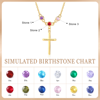 3 Birthstones - Beautiful Necklace Personalised with Text and Birthstones, Gift for Her