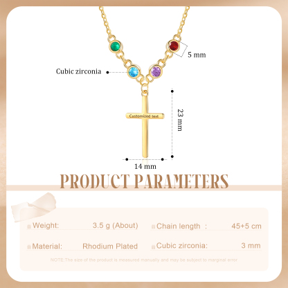 4 Birthstones - Beautiful Necklace Personalised with Text and Birthstones, Gift for Her