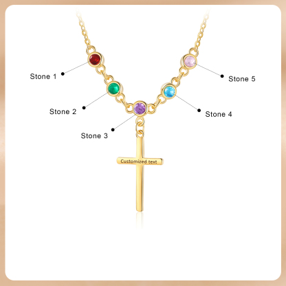 5 Birthstones - Beautiful Necklace Personalised with Text and Birthstones, Gift for Her