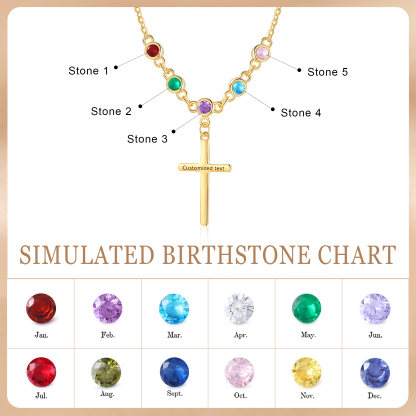 5 Birthstones - Beautiful Necklace Personalised with Text and Birthstones, Gift for Her