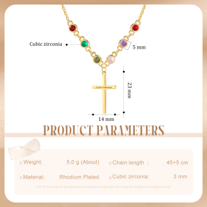 6 Birthstones - Beautiful Necklace Personalised with Text and Birthstones, Gift for Her