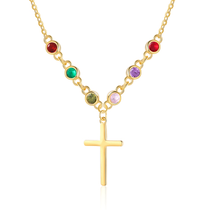 6 Birthstones - Beautiful Necklace Personalised with Text and Birthstones, Gift for Her