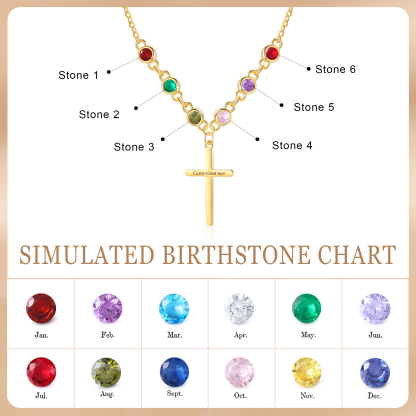6 Birthstones - Beautiful Necklace Personalised with Text and Birthstones, Gift for Her