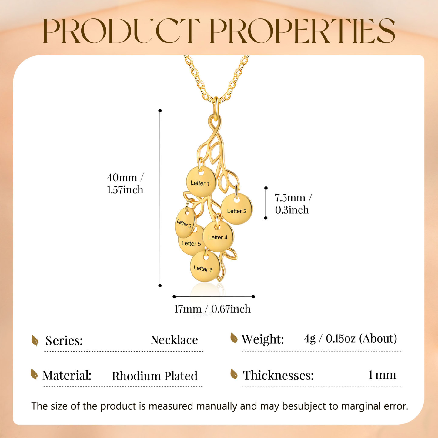 6 Letters - Personalized Special Leaf Pendant Necklace Beautiful Letter Necklace Gift for Her