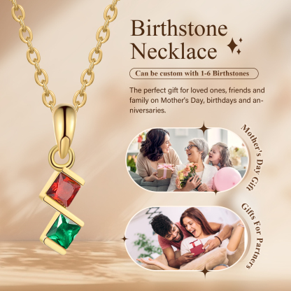 2 Birthstones - Personalised Birthstone Necklace With Her Own Birthstone, The Perfect Dainty Gift For Her