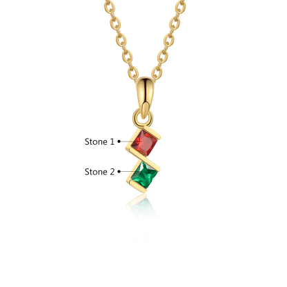 2 Birthstones - Personalised Birthstone Necklace With Her Own Birthstone, The Perfect Dainty Gift For Her