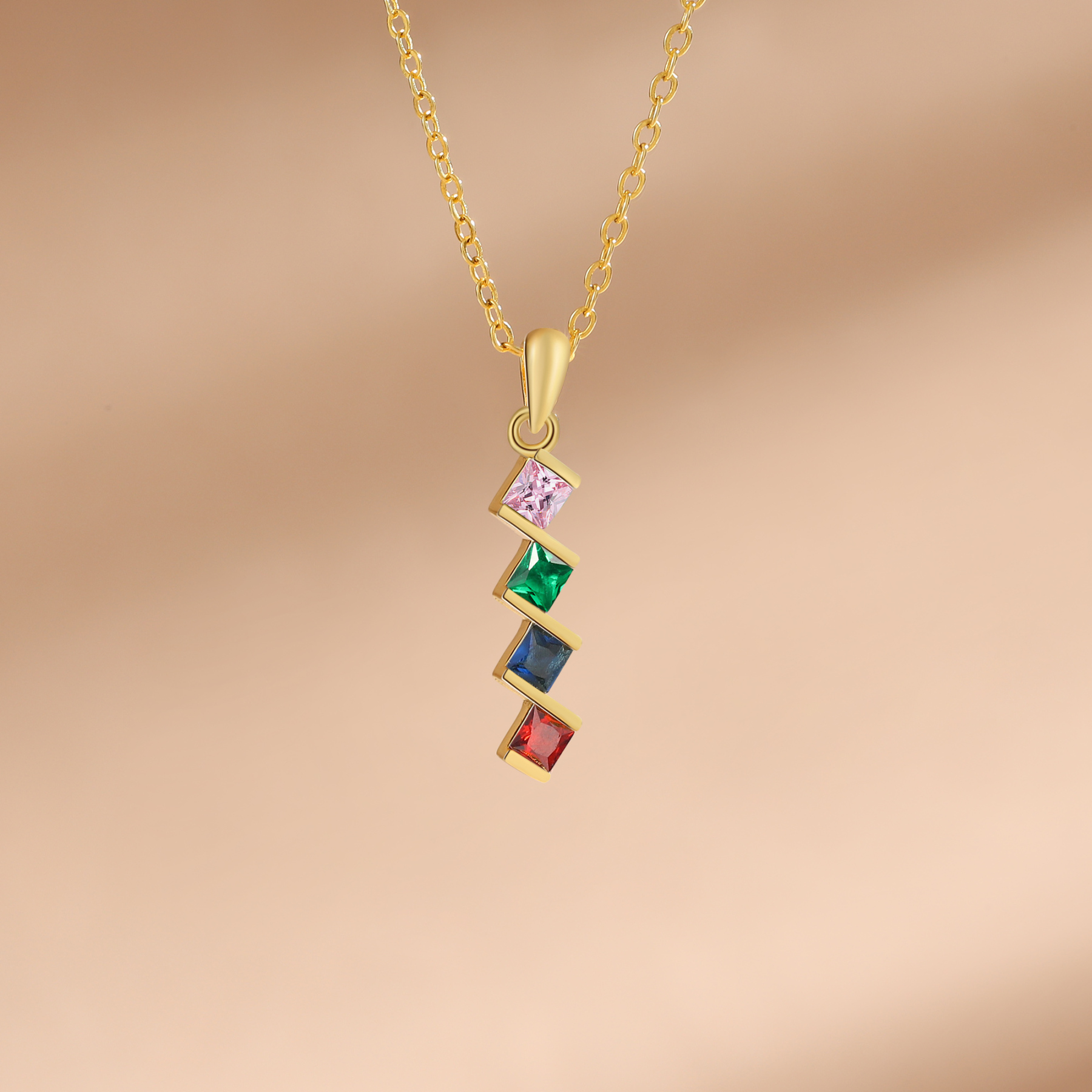 4 Birthstones - Personalised Birthstone Necklace With Her Own Birthstone, The Perfect Dainty Gift For Her