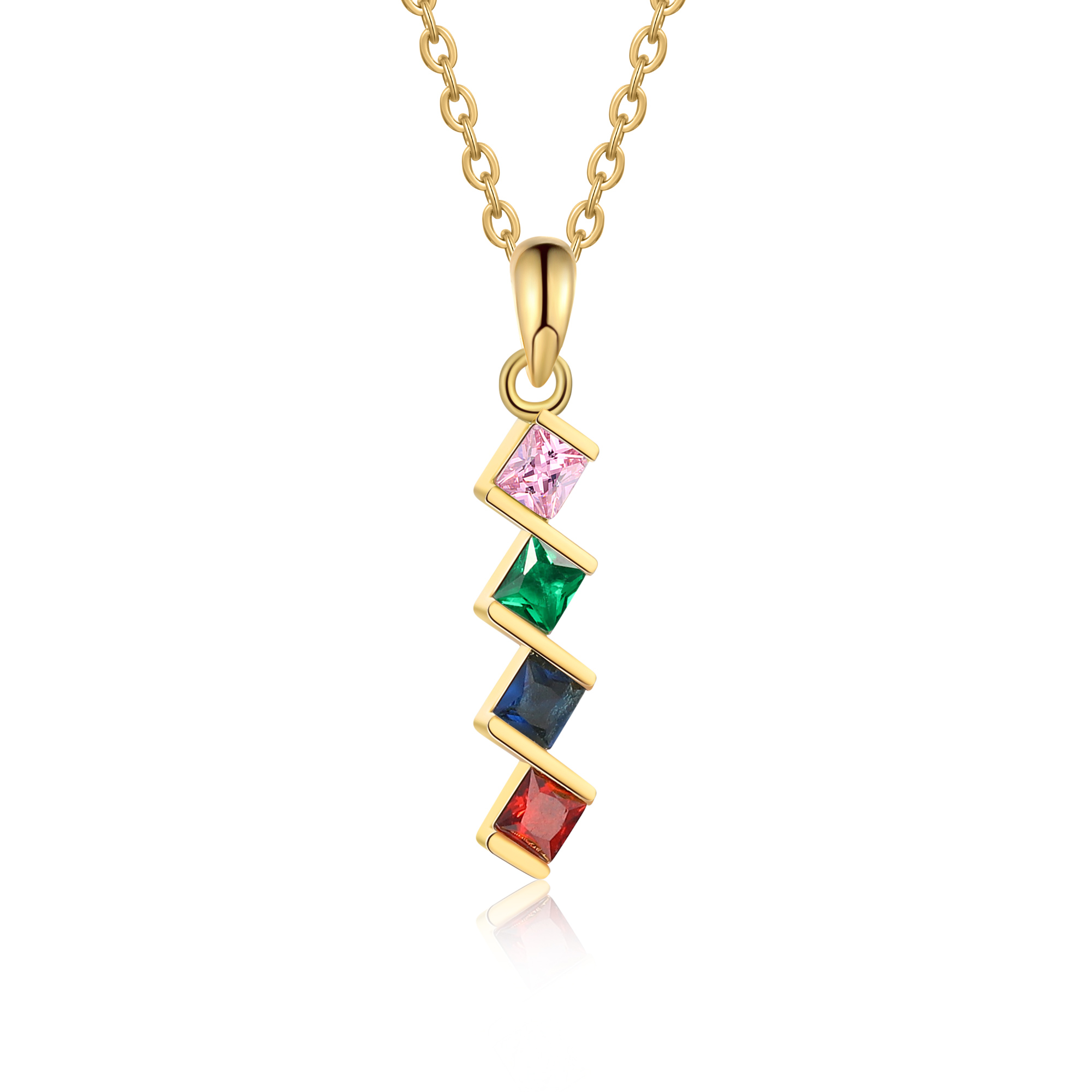 Personalised 1-6 Birthstones Necklace With Her Own Birthstone For Her