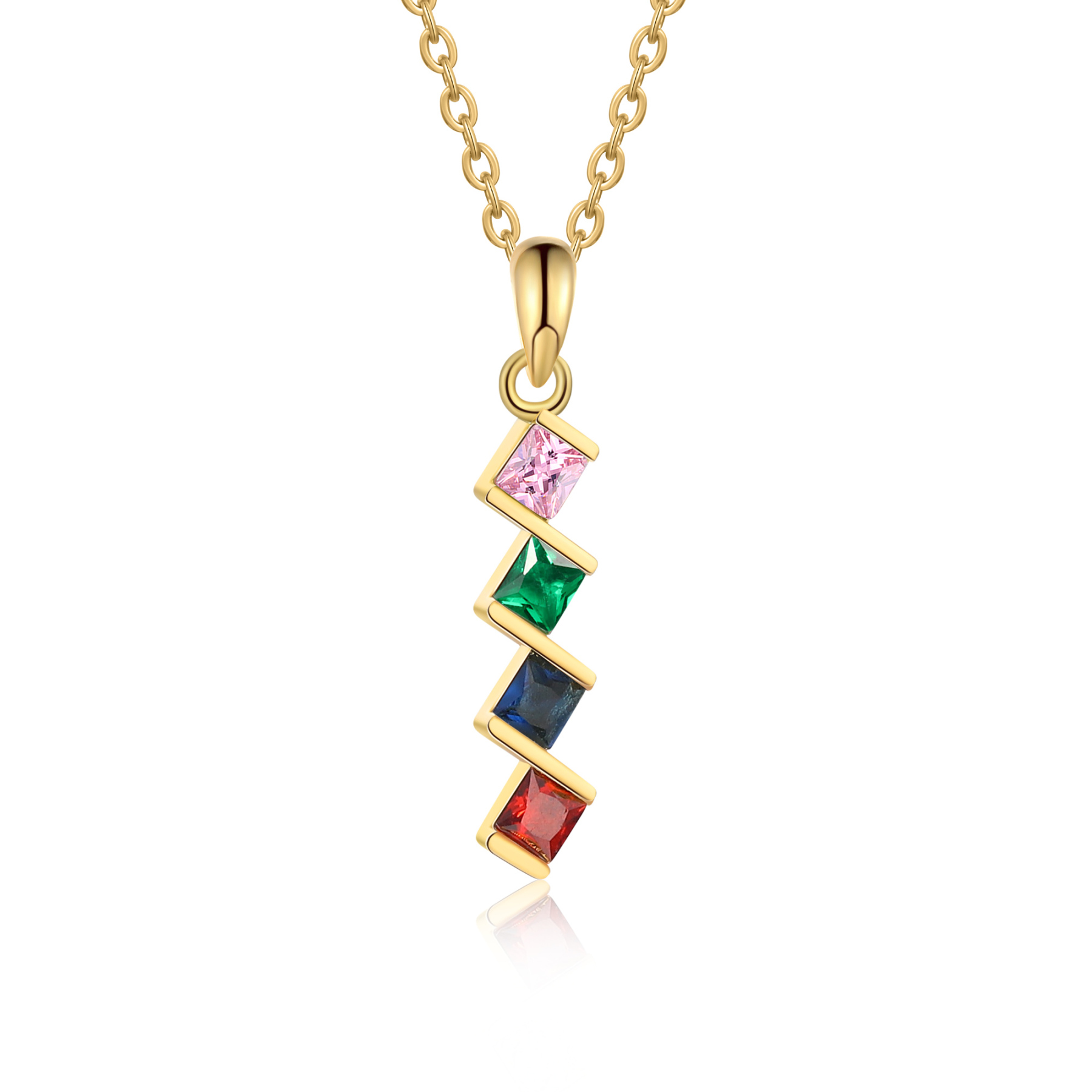 Personalised 1-6 Birthstones Necklace With Her Own Birthstone For Her