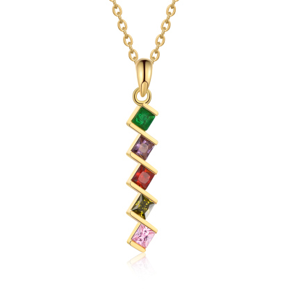 Personalised 1-6 Birthstones Necklace With Her Own Birthstone For Her
