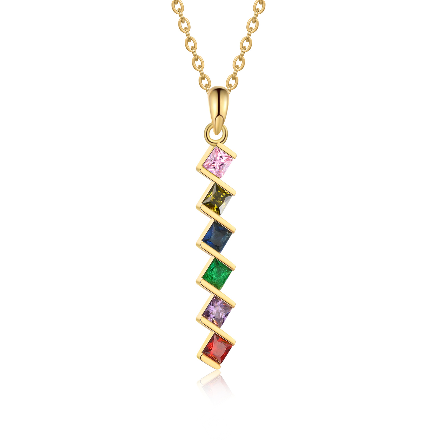 Personalised 1-6 Birthstones Necklace With Her Own Birthstone For Her