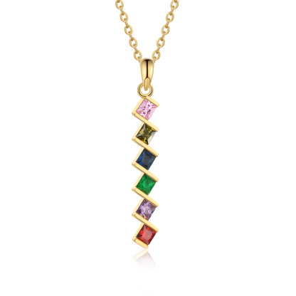 Personalised 1-6 Birthstones Necklace With Her Own Birthstone For Her