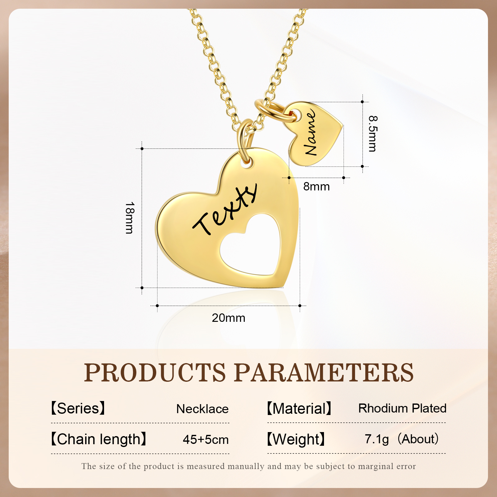 1 Name - Personalised Love Pendant Necklace with Gift Box Customized Name Gift for Her