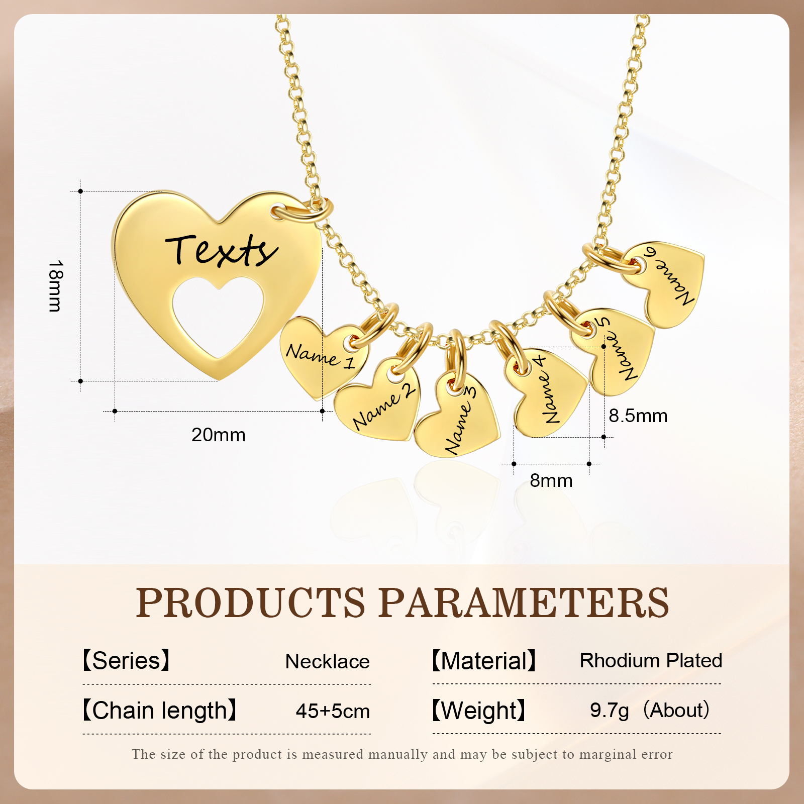 6 Names - Personalised Love Pendant Necklace with Gift Box Customized Name Gift for Her