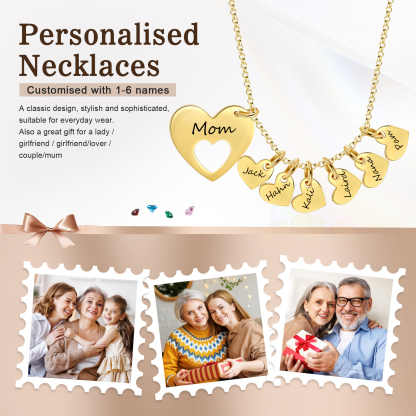 6 Names - Personalised Love Pendant Necklace with Gift Box Customized Name Gift for Her