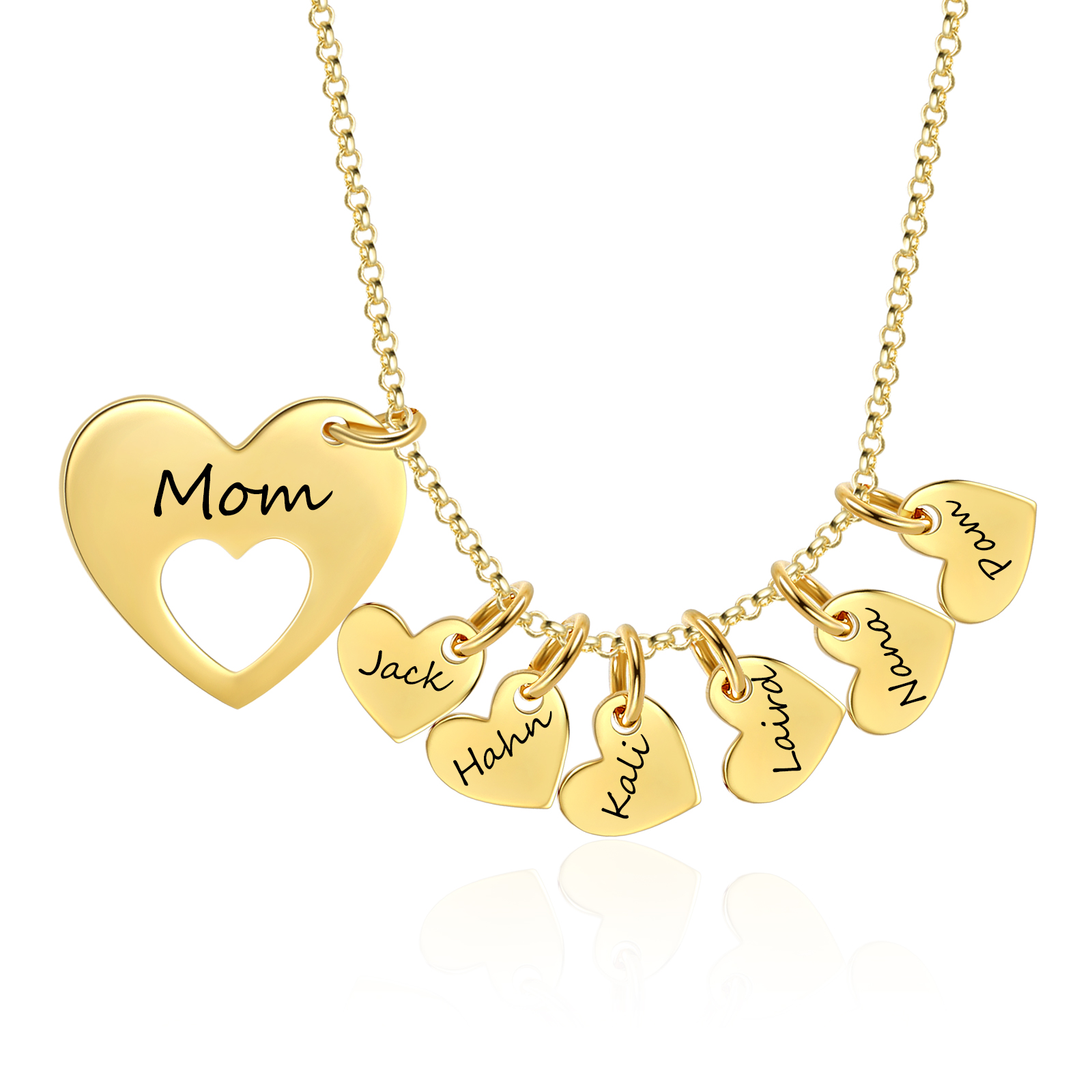6 Names - Personalised Love Pendant Necklace with Gift Box Customized Name Gift for Her
