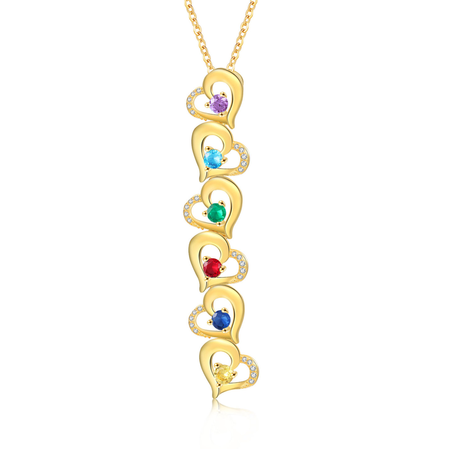 6 Names - Personalized Heart Necklace Custom Birthstone and Name Necklace Gifts for Her