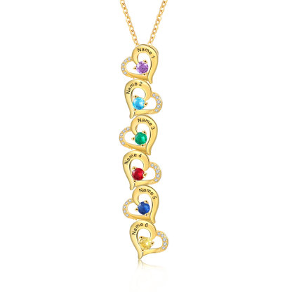 6 Names - Personalized Heart Necklace Custom Birthstone and Name Necklace Gifts for Her