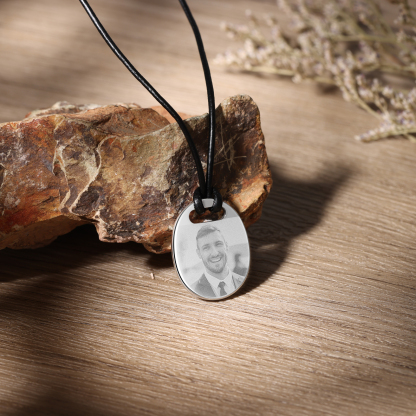 Personalised Custom Photo and Date Stainless Steel Men's Necklace Father's Day Gift for Dad