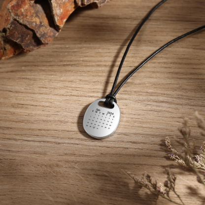 Personalised Custom Photo and Date Stainless Steel Men's Necklace Father's Day Gift for Dad