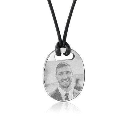 Personalised Custom Photo and Date Stainless Steel Men's Necklace Father's Day Gift for Dad