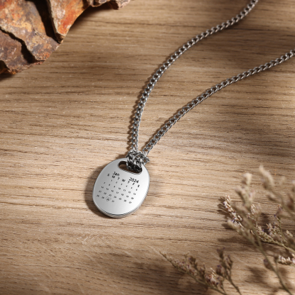 Personalised Custom Photo and Date Stainless Steel Men's Necklace Father's Day Gift for Dad