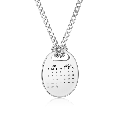 Personalised Custom Photo and Date Stainless Steel Men's Necklace Father's Day Gift for Dad