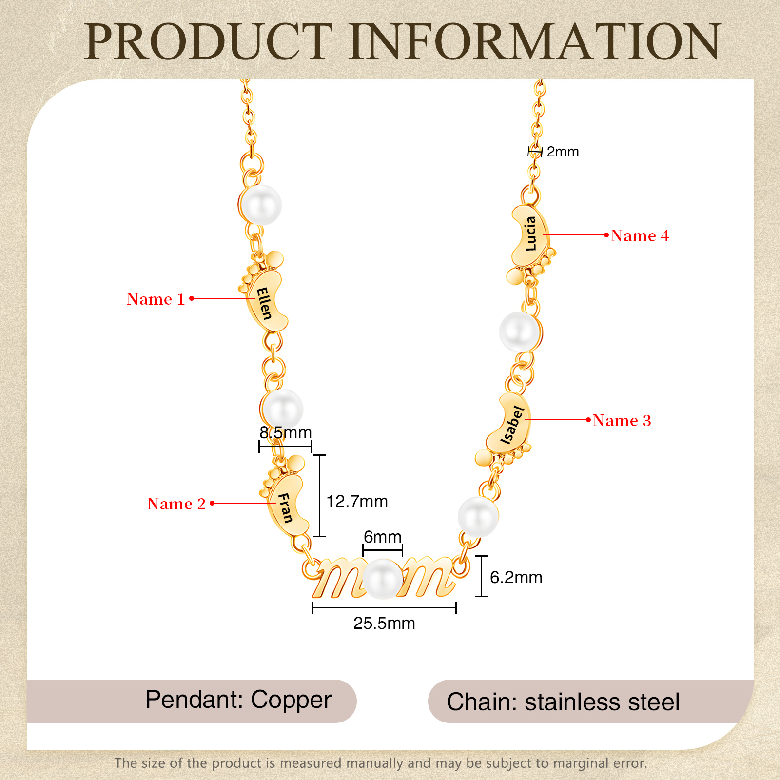 4 Names - Personalized Exquisite Pearl Necklace Supports Customized Name Necklace Gifts for Mum