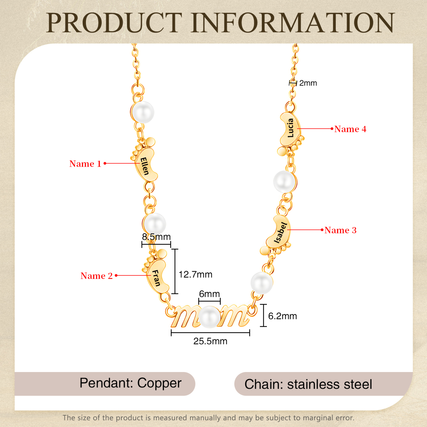 4 Names - Personalized Exquisite Pearl Necklace Supports Customized Name Necklace Gifts for Mum