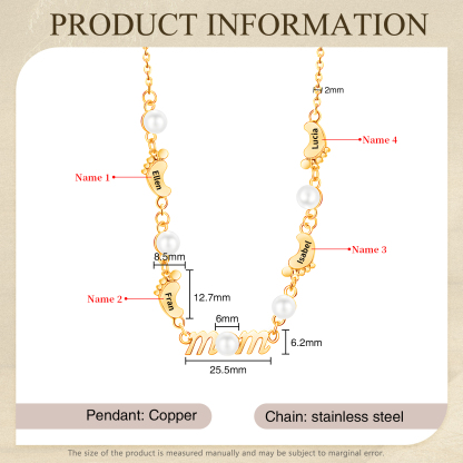 4 Names - Personalized Exquisite Pearl Necklace Supports Customized Name Necklace Gifts for Mum