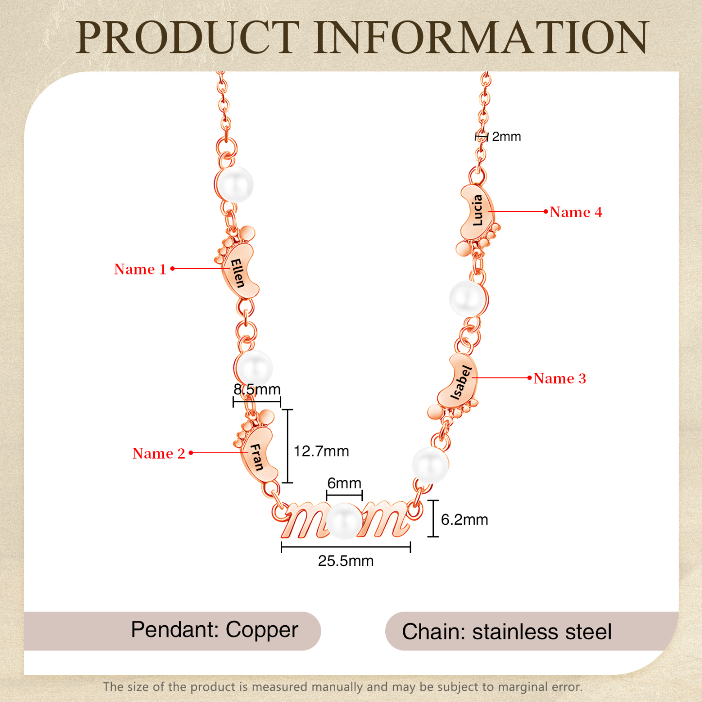 4 Names - Personalized Exquisite Pearl Necklace Supports Customized Name Necklace Gifts for Mum