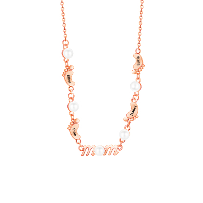 4 Names - Personalized Exquisite Pearl Necklace Supports Customized Name Necklace Gifts for Mum