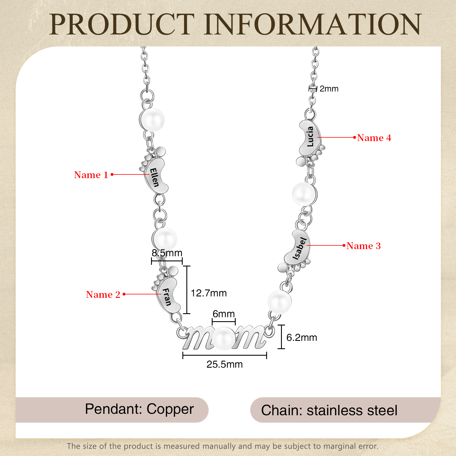 4 Names - Personalized Exquisite Pearl Necklace Supports Customized Name Necklace Gifts for Mum