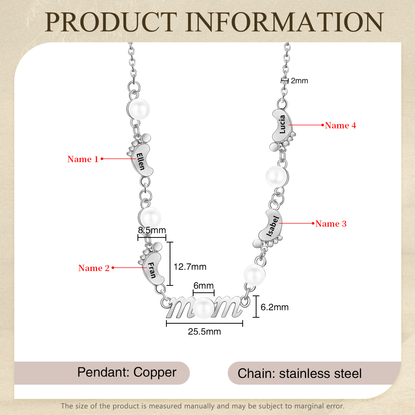 4 Names - Personalized Exquisite Pearl Necklace Supports Customized Name Necklace Gifts for Mum