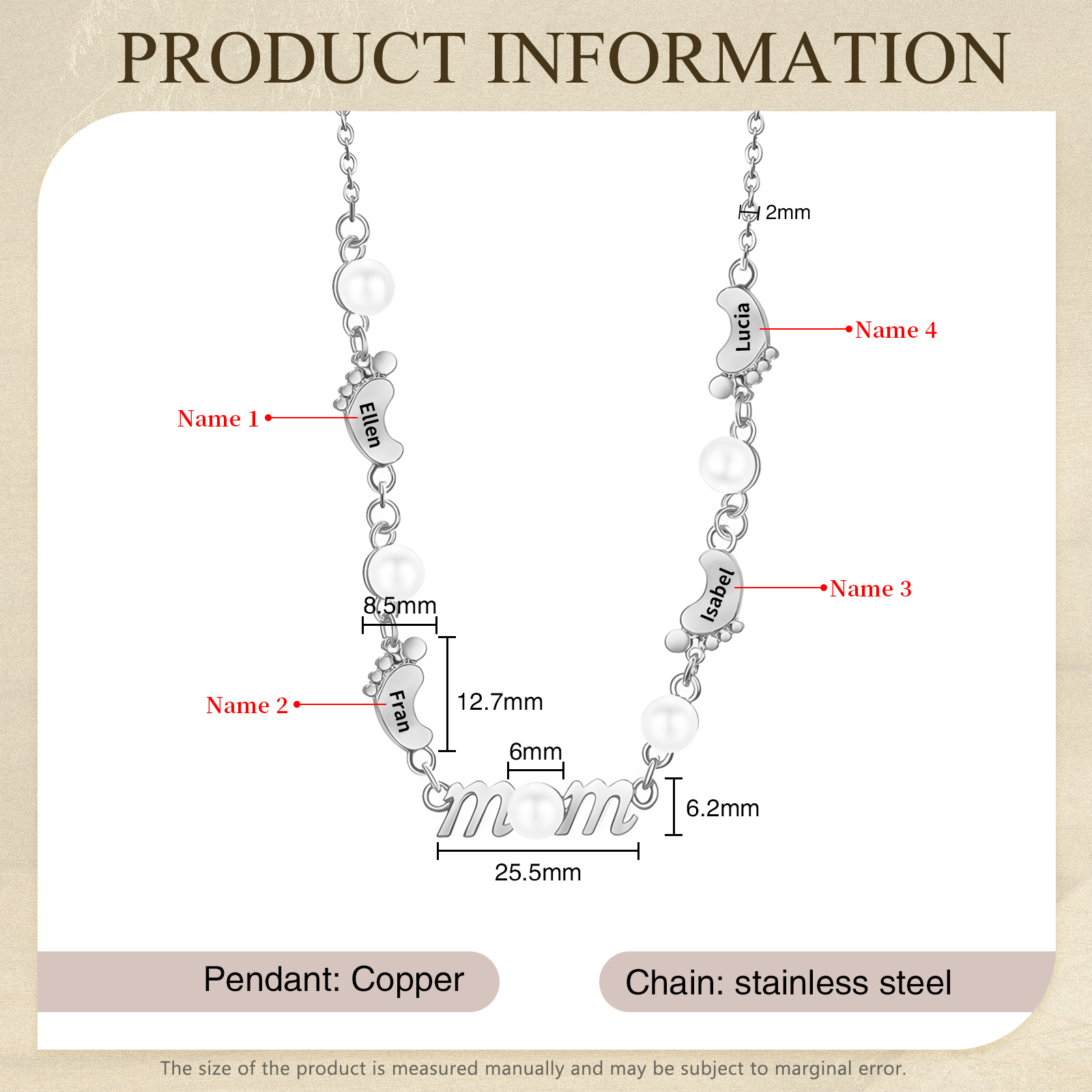4 Names - Personalized Exquisite Pearl Necklace Supports Customized Name Necklace Gifts for Mum