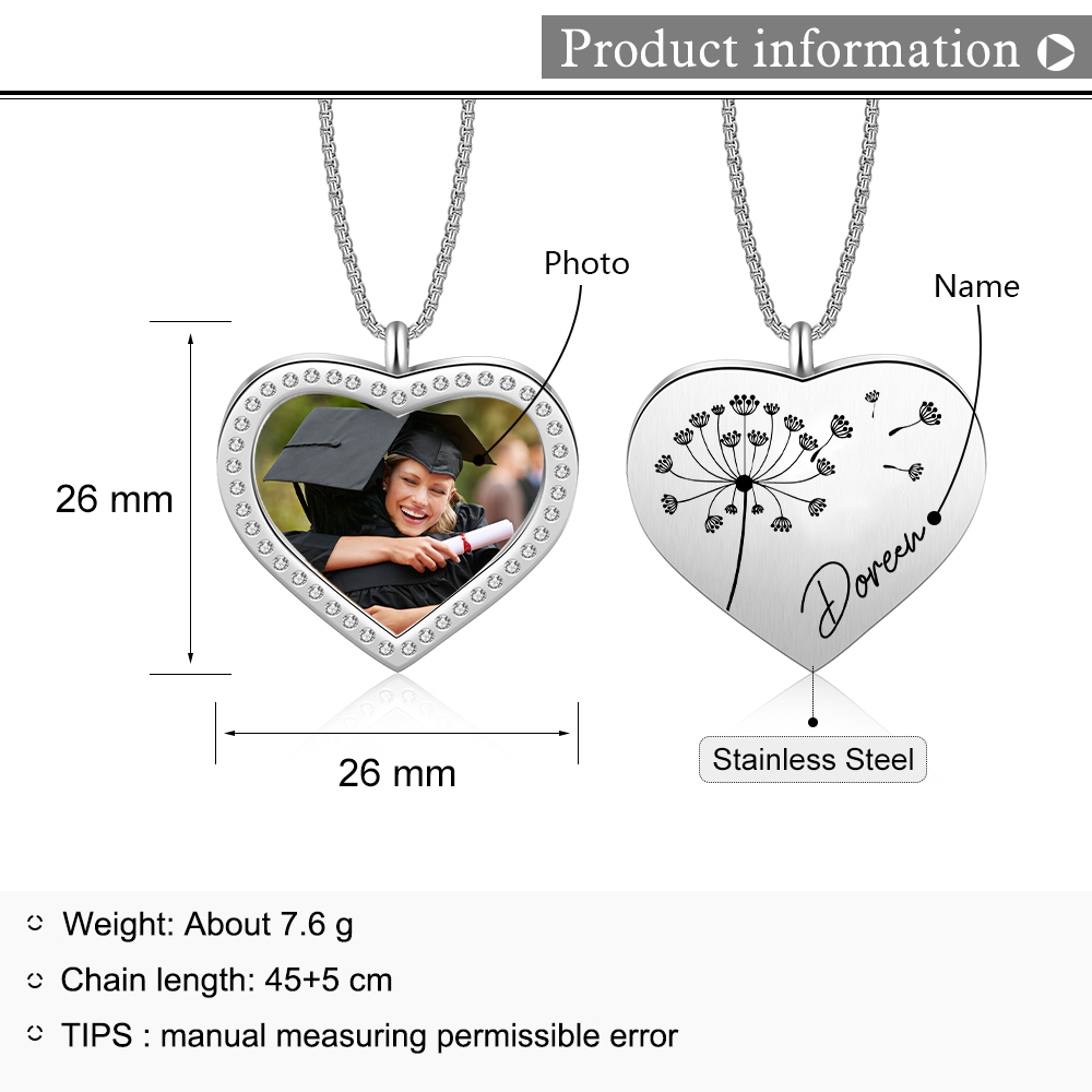 2024 Graduation Gift-Personalised Love Necklace Customized Photo and Name Necklace Gift for Her/Him