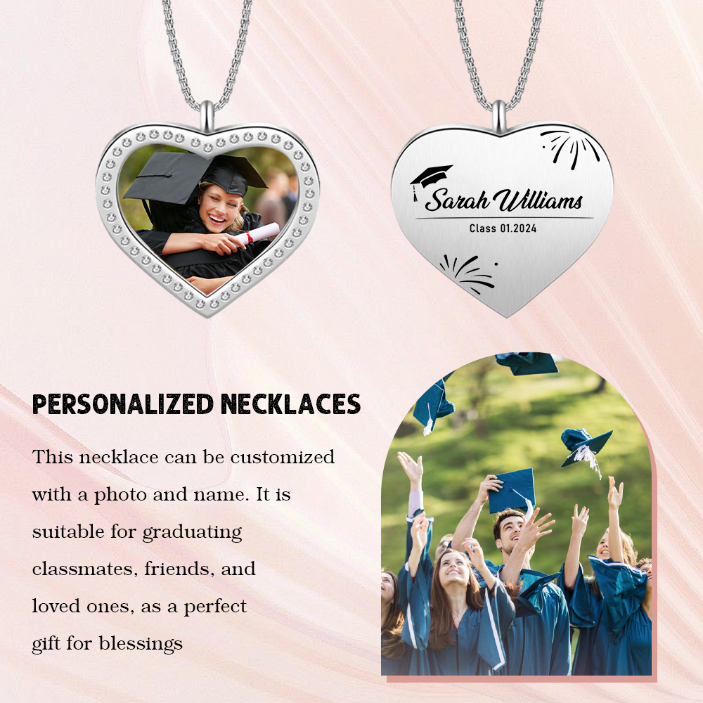 2024 Graduation Gift-Personalised Love Necklace Customized Photo,Year and Name Necklace Gift for Her/Him