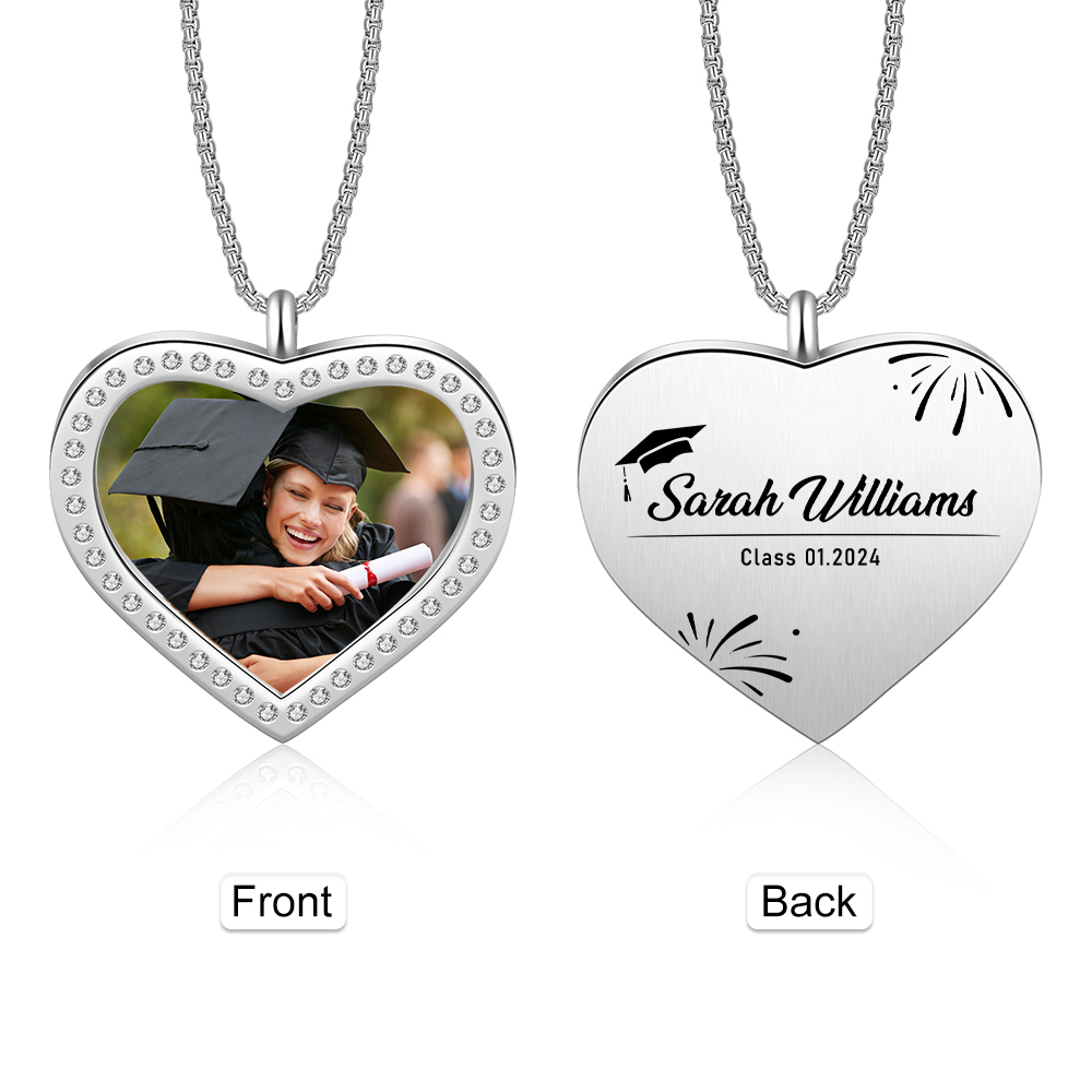 2024 Graduation Gift-Personalised Love Necklace Customized Photo,Year and Name Necklace Gift for Her/Him