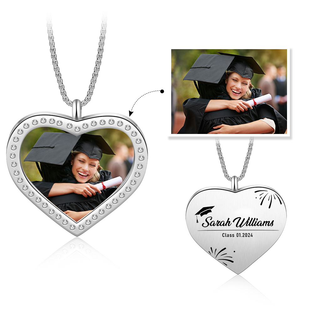 2024 Graduation Gift-Personalised Love Necklace Customized Photo,Year and Name Necklace Gift for Her/Him