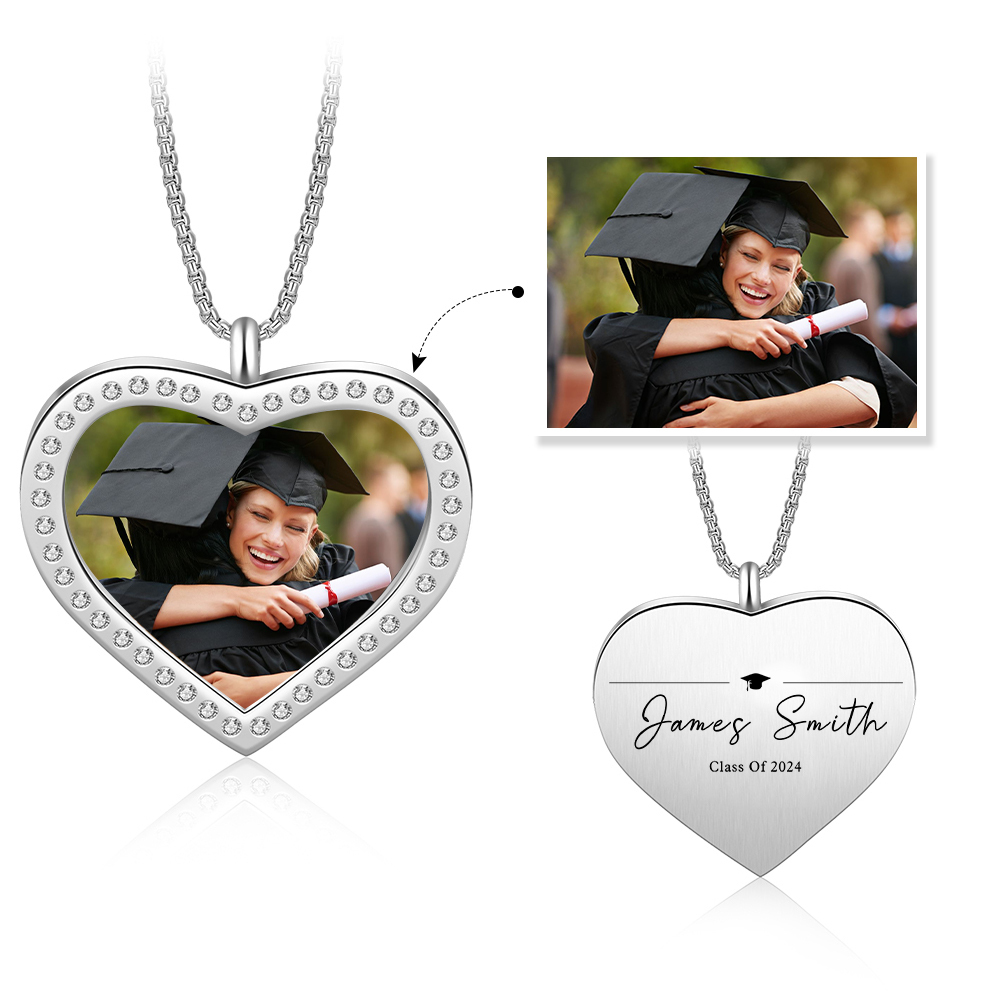 2024 Graduation Gift-Personalised Love Necklace Customized Photo,Year and Name Necklace Gift for Her/Him