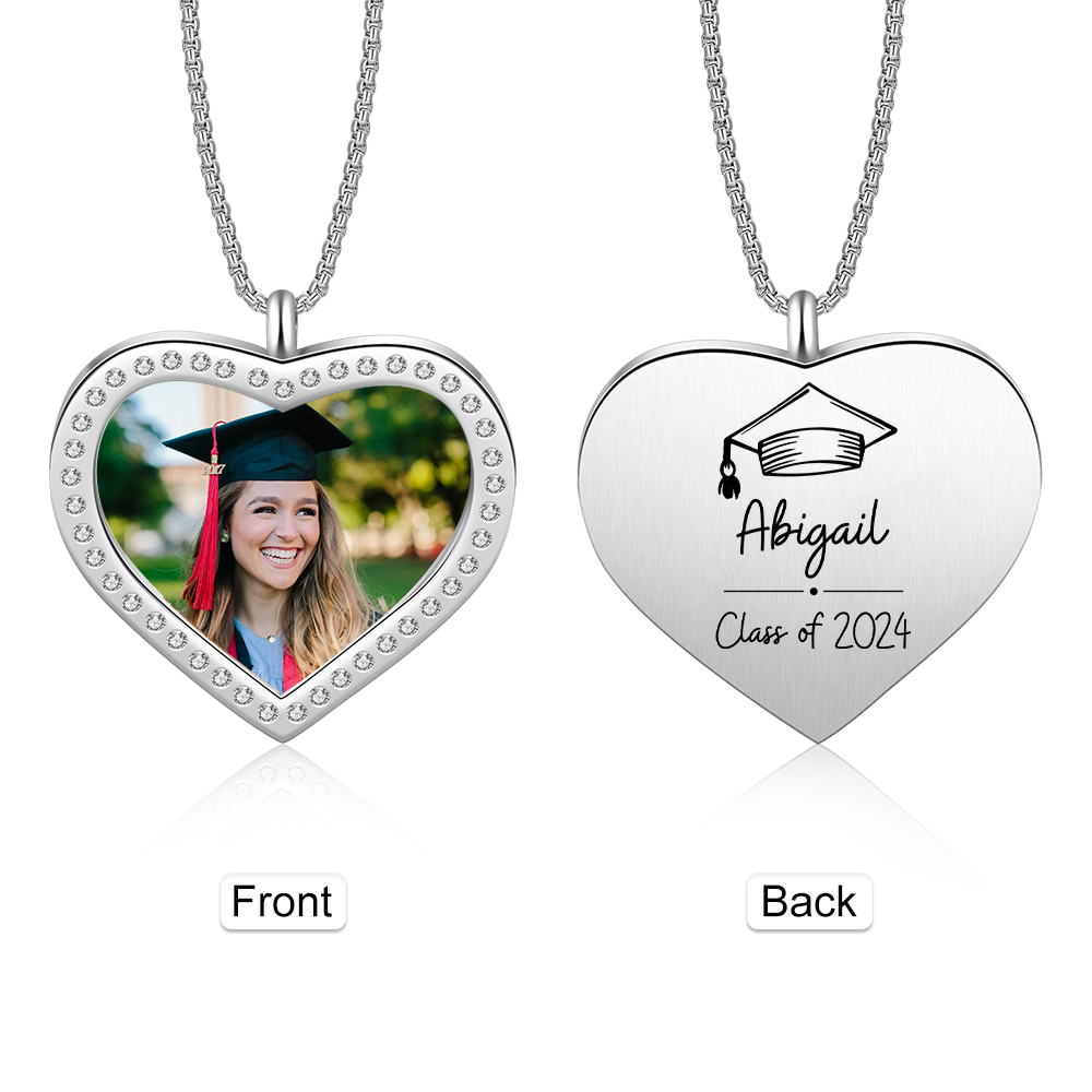 2024 Graduation Gift-Personalised Love Necklace Customized Photo,Year and Name Necklace Gift for Her/Him