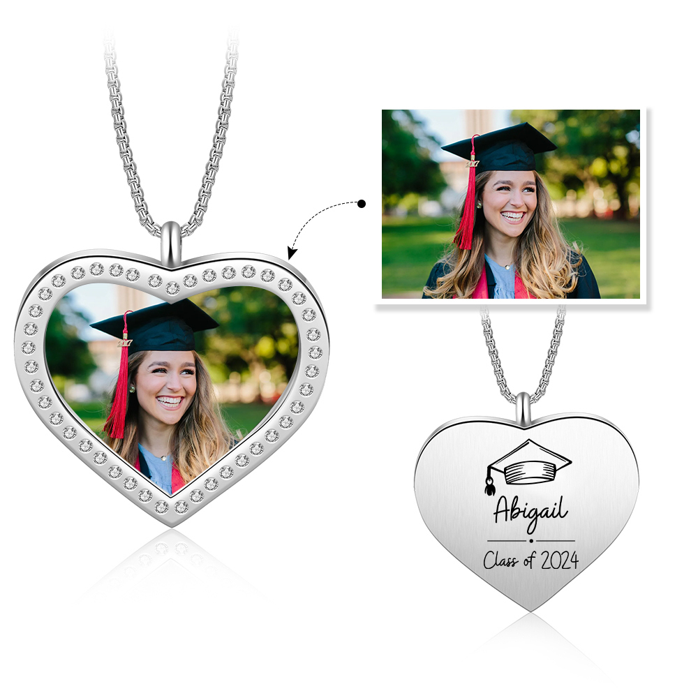 2024 Graduation Gift-Personalised Love Necklace Customized Photo,Year and Name Necklace Gift for Her/Him