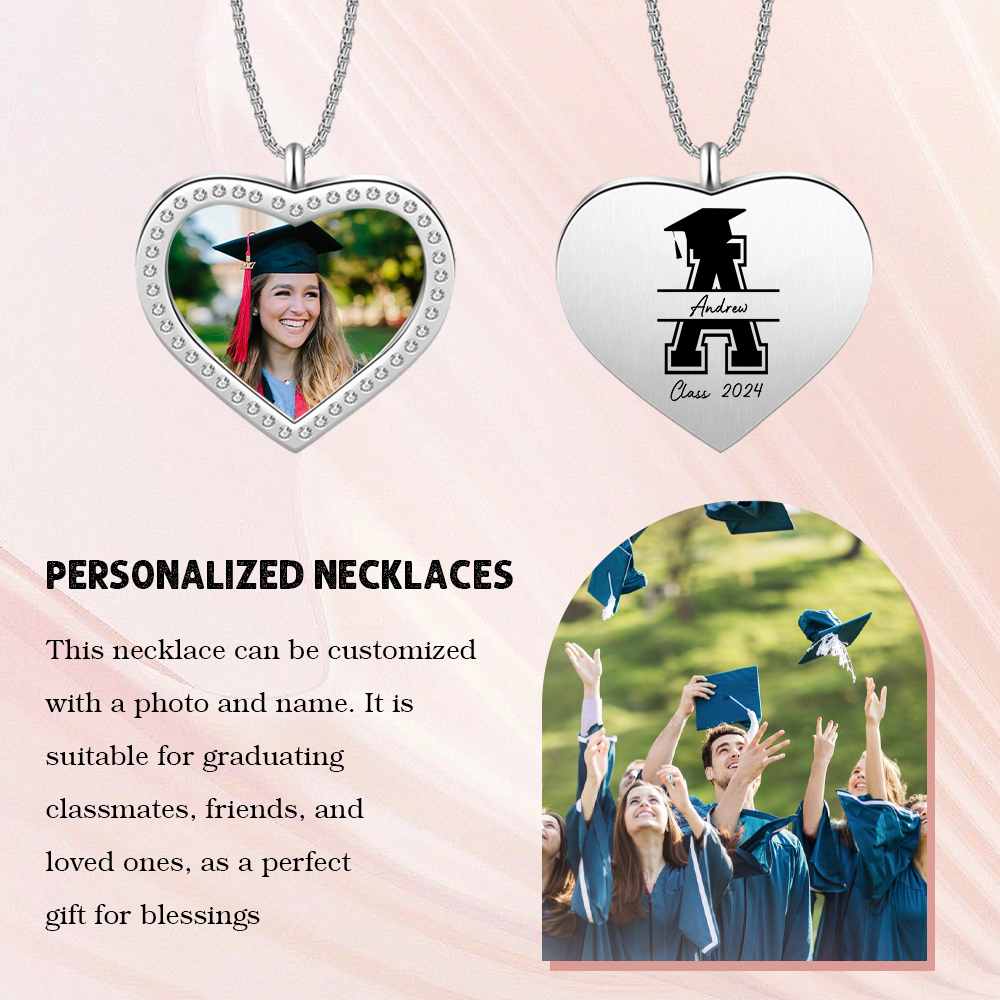 2024 Graduation Gift-Personalised Love Necklace Customized Photo,letter,Year and Name Necklace Gift for Her/Him