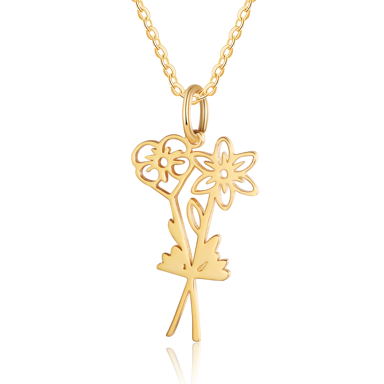 Personalized 2 Birthday Flower Necklace Custom Pendant Necklace Gold Birthday Gift for Her