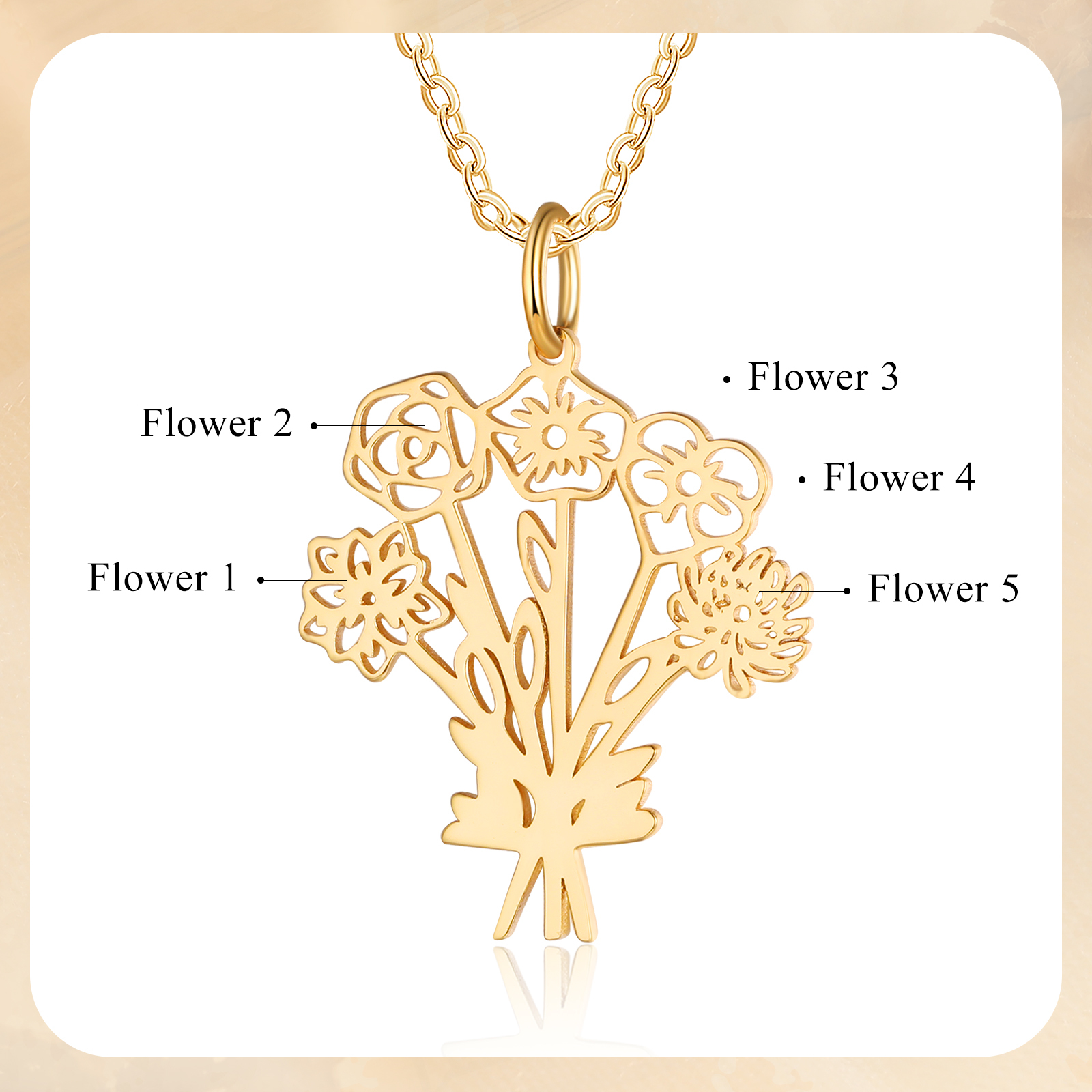 Personalized 5 Birthday Flower Necklace Custom Pendant Necklace Gold Birthday Gift for Her