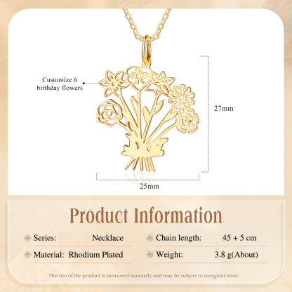 Personalized 6 Birthday Flower Necklace Custom Pendant Necklace Gold Birthday Gift for Her