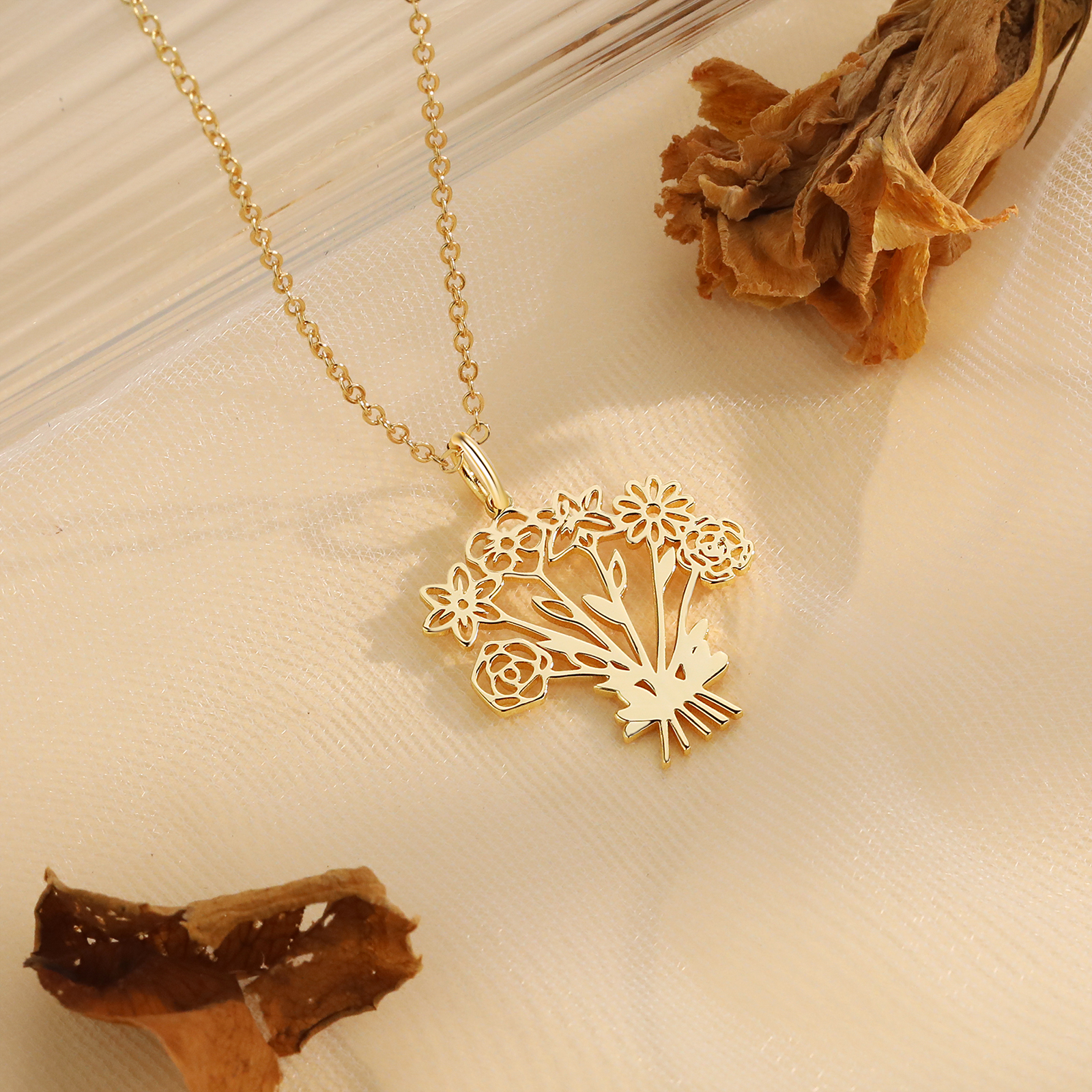 Personalized 6 Birthday Flower Necklace Custom Pendant Necklace Gold Birthday Gift for Her