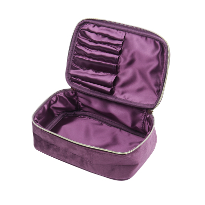Custom Name and Birthflower Flannel Personalised Travel Cosmetic Makeup Bag - Bridesmaid Wedding Gift for Ladies