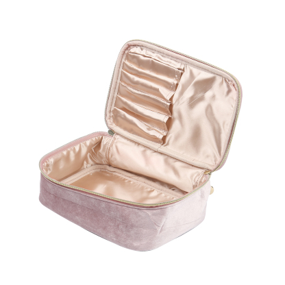 Custom Name and Birthflower Flannel Personalised Travel Cosmetic Makeup Bag - Bridesmaid Wedding Gift for Ladies
